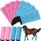 Bulyoou Set of 8 Mesh Fly Boots for Horse Breathable Mesh Horse Boots Protective Loose Wraps Adjustable for Preventing Legs Reduces Flies and Mosquitoes Bites(Lighe Blue, Light Pink)