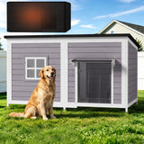 59" Outdoor Dog House with Insulated Liner, Extra Large Breed Dog Kennel, Keep Warm in Winter Outside, Easy to Install Heated Anti-Chewing Metal Frame Design for Small Medium Large Dogs