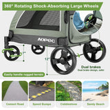 Dog Stroller for Large & Medium Dogs, Dual Entry, 160 lbs Capacity, Green