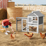 Garvee Small Chicken Coop, Rabbit Hutch with Waterproof Roof, Bunny Cage with Pull Out Tray and a Wooden Ramp, Indoor Outdoor Use