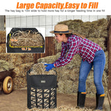 MIYABALA Ultra-Slow Feed Hay Bags for Horses,Two-Sided Premium Oxford Hay Bags with Large Opening,Top with Hook-and-Loop Closure,Adjustable Dual-Purpose Strap for Easy Hanging (Black, Large 1 Pack)