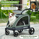 Dog Stroller for Large & Medium Dogs, Dual Entry, 160 lbs Capacity, Green