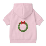 Pet Hoodie with Christmas Wreath and Red Bow