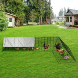 BouPower Large Metal Chicken Coop, Chicken Tunnels for Outside, Portable Chickens Run with Waterproof and Anti-UV Cover, Cage Rabbit Duck Hen House for Yard Farm Use