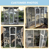 Ketive Catio Outdoor Cat Enclosure Large Window Cat House Walk in Kitty Cage with Multi-Level Platforms, Waterproof Roof for Mulitiple Cats (59" L x 29.5" W x 67.7" H)