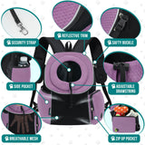 PetAmi Adjustable Cat & Dog Front Chest Carrier Backpack, Ventilated for Hiking & Camping, Max 10 lbs, Purple