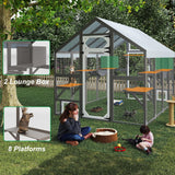 Extra Large Catio Outdoor Cat Enclosure Waterproof, Walk-in Outdoor Pet House for Multiple Cats, Catio Cat Run Cage with Bridges, Weatherproof Full Cover, 8 Platforms, 2 Resting Box