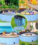 Large Foldable Dog Pool 75”x16”, EPN Heavy Duty Hard PVC Collapsible Dog Pool for Large Dogs and Kids, Leakproof Non-Slip Pet Wading & Bathing Tub with Drain, for Indoor & Outdoor Use