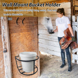 1 Pcs Horse Feed Pail Wall Mount,Heavy Duty Metal Wall Mount Water Bucket Holder for Horses Feed,Barn,Farmhouse Supplies(5 Gallon,Black)