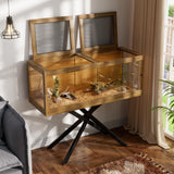 PAKASEPT 80 Gallons Bearded Dragon Tank with Leg Stand,Tempered Glass Reptile Enclosure with Metal Mesh Top,Snake/Lizard Tank for Chameleon,Tortoise,Hecko,Brown