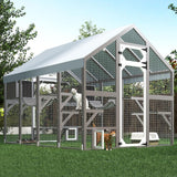 Extra Large Catio Outdoor Cat Enclosure Waterproof, Walk-in Outdoor Pet House for Multiple Cats, Catio Cat Run Cage with Bridges, Weatherproof Full Cover, 8 Platforms, 2 Resting Box