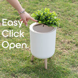 Earth & Mango Small Outdoor Trash Can with Lid - Dog Poop Trash Can Outside - Plant Styled Outdoor Garbage Can - 1.8 Gallon - Throw Away Pet Waste Discreetly