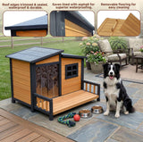 RUNSHED Insulated Outdoor Dog House for Small and Medium-Sized Dogs, Weatherproof Wooden Shelter with Elevated Floor & Ventilation, Easy Assembly (39.3” L x 37.5” W x 30” H)