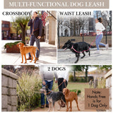 Hands Free Dog Leash, Waist Leash for Dog Walking, Running, Crossbody, Multifunctional, 2 Dogs, Dual Handle, Traditional Lead, Adjustable Lead 4.3ft - 7.5ft, 3/8" (10mm) Diameter.