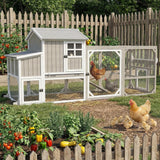 Large Mobile Chicken Coop for 4–6 Chickens with Wheels, 95” Wooden Chicken House with Nesting Box, Weatherproof Asphalt Roof, Predator-Proof, Backyard Expandable Hen House