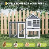Garvee Small Chicken Coop, Rabbit Hutch with Waterproof Roof, Bunny Cage with Pull Out Tray and a Wooden Ramp, Indoor Outdoor Use