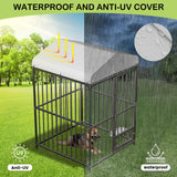 Large Outdoor Dog Kennel with Waterproof Cover, Large Dog House with Feeding Doors, Heavy Duty Dog Enclosures for Garden Backyard Courtyard（4×4×6FT）