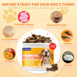 Probiotics for Dogs - 6 Digestive Probiotics & 6 Enzymes for Itchy Skin,Digestion & Gut Support,Helps Diarrhea, Yeast Infection, Upset Stomach,Allergies & Immune System Support-150 Chews