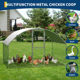 Garvee Large Metal Chicken Coop 6.5 ft Metal Chicken Run with Waterproof UV Resistant Cover & Double Doors, Walk-in Poultry Coop for Yard