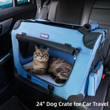 Petprsco Portable Collapsible Dog Crate, Travel Dog Crate 24x17x17 with Soft Warm Blanket and Foldable Bowl for Large Cats & Small Dogs Indoor and Outdoor