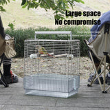 Stainless Steel Travel Bird Cage, 304 Portable Foldable Carrier for Parrots, Conures, Cockatiels, Parakeets – 17 Inch Large Birdcage with Aluminum Handle & Perch(Blue, Large Birdcage)