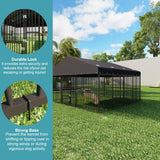 10x20x6.5 FT Large Dog Kennel, Outdoor Dog Crate with with Triple Safety Locks, Heavy Duty Outside Dog Cage Animal Enclosure with Roof Metal Secure Fence Playpen (118" W x 238" D x 78" H)