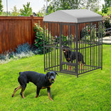 Large Outdoor Dog Kennel with Waterproof Cover, Large Dog House with Feeding Doors, Heavy Duty Dog Enclosures for Garden Backyard Courtyard（4×4×6FT）
