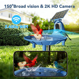 LongPlus Bird Baths Fountain Outside：Bird Bath with 2K Camera, Solar Powered Outdoor Birdbath with Color Night Vision Camera, AI Bird Identification, Ideal Gift for Nature Lover, Parent, Friend