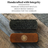 Premium Shoe Brush - Horsehair Shoe Brush - Concaved Handle for Premium Grip, Brown