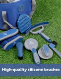 Horse Grooming Kit, 9-Piece Grooming Tools Set for Daily Horse Care – Includes All Essential Tools for Everyday Grooming Deep Blue