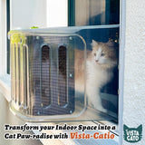 VistaCatio Window Catio - Fits 26-32" Vertical Windows, Deluxe Catio Window Box for Indoor Cats, Max Enrichment and Freedom, Fresh Outdoor Air, Portable Easy Install, 2-Year Protection, Made in USA