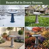 AUSTRAM Pedestal Birdbath with Solar Fountain, Resin Stone Composite Outdoor Garden Decor, Standing Bird Bath for Outside Patio Yard, 23-Inch Tall, Garden Fountain, Resin Bird Baths, Hummingbird Bowl