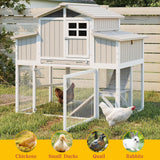 Large Chicken Coop Outdoor with Run, Expandable Hen House with 4 Nesting Boxes, Rabbit Hutch Poultry Bunny Cage for 2-4 Chickens with 4 Perches, Removable Tray and Ramp (56.3" L x 35.24" W x 52.8" H)