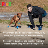 PawZ Rubber Dog Boots for Medium Paws - All-Weather Waterproof Dog Shoes, Anti-Slip Traction for Rain, Snow, Mud & Hot Pavement - Pull-On Dog Booties, Blue - Medium (2.5" - 3") - Pack of 24