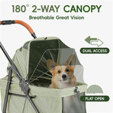 JOYCOW Foldable Pet Stroller Small Dogs Cats Up to 70 lb All-Terrain, Green