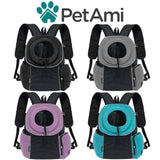 PetAmi Adjustable Cat & Dog Front Chest Carrier Backpack, Ventilated for Hiking & Camping, Max 10 lbs, Purple