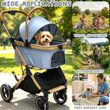 Chihuahua 3-in-1 Foldable Pet Stroller 4-Wheel for Small Dogs, Cerulean