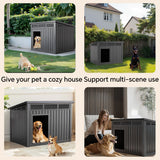 VIXZEN Dog House Indoor Outdoor,Waterproof Dog House for Small to Medium Dogs,Doghouse with Air Vents and Elevated Floor,Openable at The Top,Easy to Assemble and Clean,Black,32.2"×25.12"×24.13"