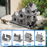DRATO Indoor & Outdoor Cat House - Durable Resin Construction, Waterproof and Ventilated Design for Multi-Cat Households,Overall(Gray)