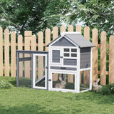 GarveeLife Small Wooden Chicken Coop, 2-Story Rabbit Hutch Indoor Outdoor with Waterproof Roof, Bunny Cage with Pull Out Tray and a Wooden Ramp
