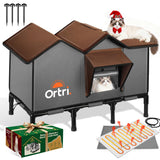 Outdoor Heated Cat House for Outside: Winter Insulated Weatherproof 30"×14"×20" Shelter with Extra Large Elevated Warm Heater and Waterproof Heating Bed for Multiple Feral Kitties Small Pets for Barn