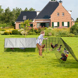 BouPower Large Metal Chicken Coop, Chicken Tunnels for Outside, Portable Chickens Run with Waterproof and Anti-UV Cover, Cage Rabbit Duck Hen House for Yard Farm Use