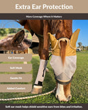 Horse Fly Mask Standard With Ears Cover – UV Block 70% Breathable Soft Fleece Padding Fly Masks for Horses Flymask Durable Fly Control Mask Comfortable Adjustable Straps All-Day for Equines Horse Size