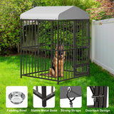 Large Outdoor Dog Kennel with Waterproof Cover, Large Dog House with Feeding Doors, Heavy Duty Dog Enclosures for Garden Backyard Courtyard（4×4×6FT）