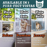 VistaCatio Window Catio - Fits 26-32" Vertical Windows, Deluxe Catio Window Box for Indoor Cats, Max Enrichment and Freedom, Fresh Outdoor Air, Portable Easy Install, 2-Year Protection, Made in USA