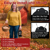 CluckRoots Chicken Grit and Oyster Shell Feeder Combo, No-Spill Weatherproof Heavy-Duty Design, Lift-Off Wall-Mounted Metal Dispenser w/View Window, Chicken Coop Accessories Gifts for Lovers Women