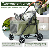 JOYCOW Foldable Pet Stroller Small Dogs Cats Up to 70 lb All-Terrain, Green
