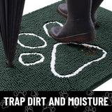 Smiry Dog Door Mat for Muddy Paws, Absorbent Dirt Trapper Non Slip Quick Dry Washable Chenille Mat for Mud Dogs, Entry Rug for Indoor and Outdoor (59x24 Inches, Green and White)