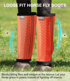 HackFond Breathable Mesh Horse Fly Boots - Equine Fly Leg Wraps for Insect & Scratch Protection, Comfortable Horse Leg Guards for Pasture, Trail Riding & Daily Use Set of 4 Bright Orange Medium