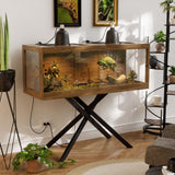 PAKASEPT 80 Gallons Bearded Dragon Tank with Leg Stand,Tempered Glass Reptile Enclosure with Metal Mesh Top,Snake/Lizard Tank for Chameleon,Tortoise,Hecko,Brown